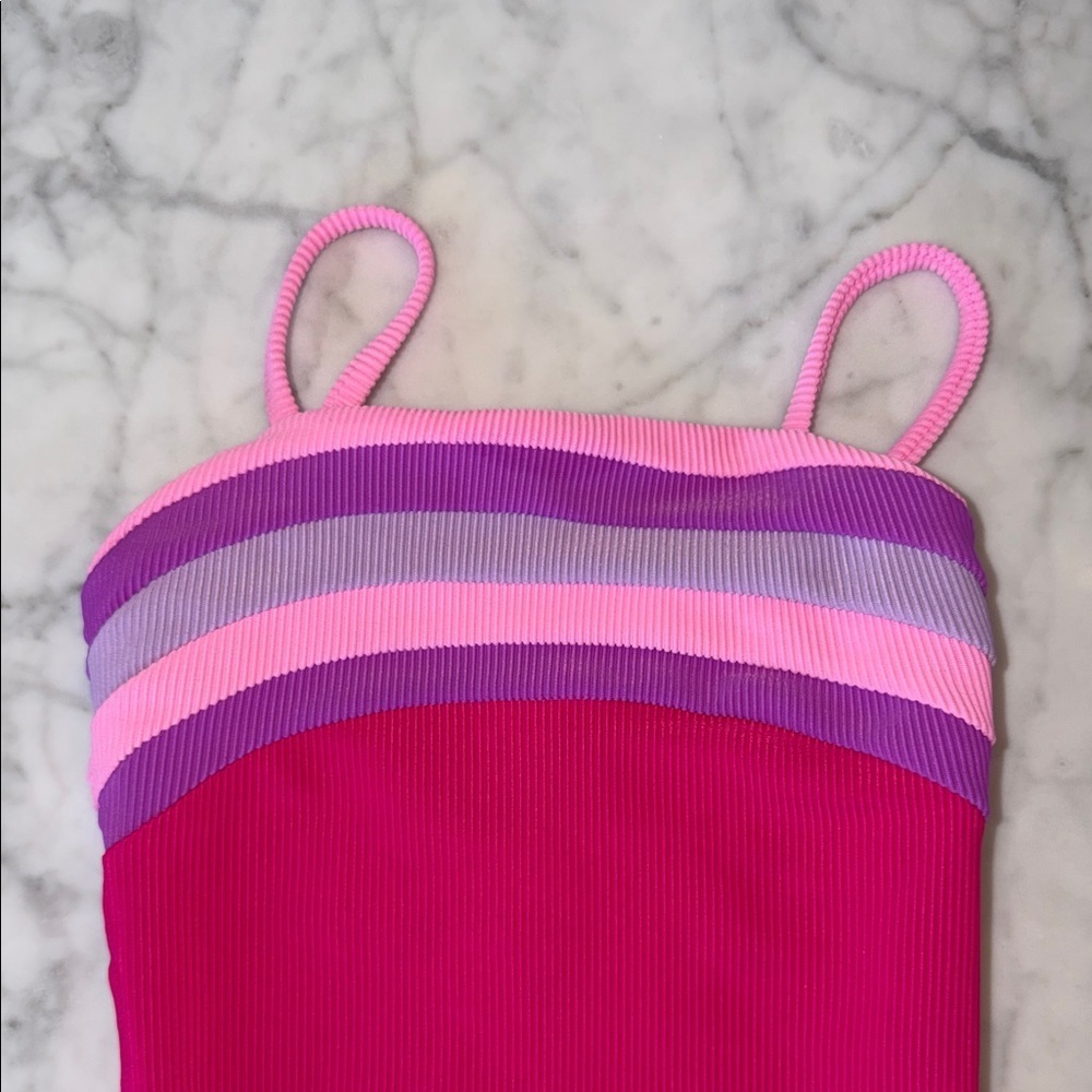 Beach Riot Little Jessa One Piece Raspberry Colorblock 3/4Y - Picture 2 of 9